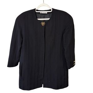 Dal Mara Vintage 80s 90s Black Women's Jacket Size 12 Heart Minimalist Office